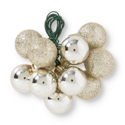 Kerstbal op steker – goudkleurig/zilver